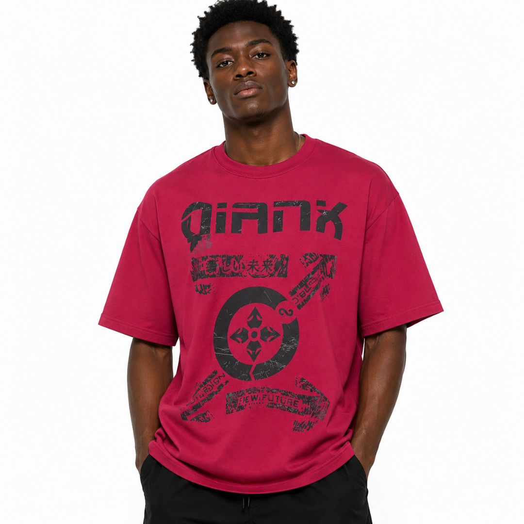 Mens Oversized Graphic Print Round Neck T Shirt