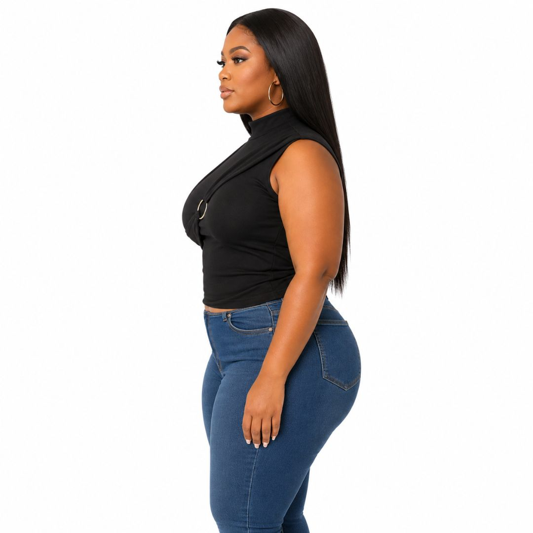Asymmetric Ring Detail Sleeveless Top