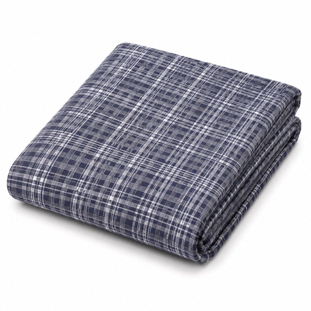 Classic Navy and White Micro Check Suiting Fabric
