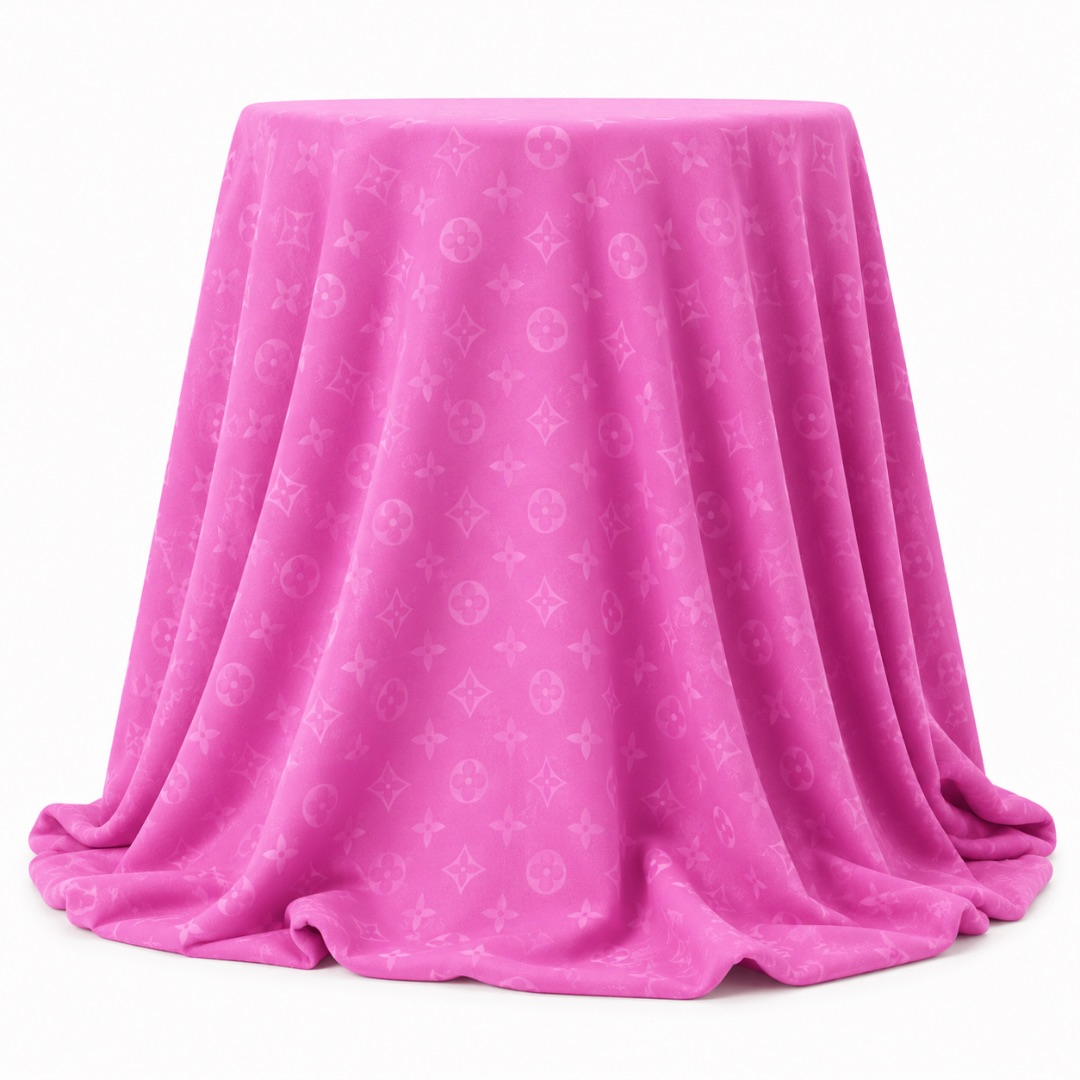 Magenta Patterned Satin Fabric