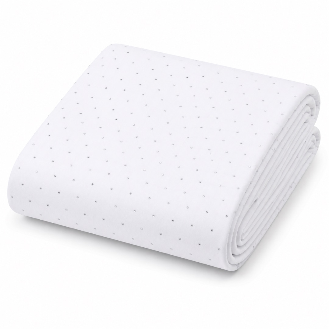 White Shimmering Diamante Fabric