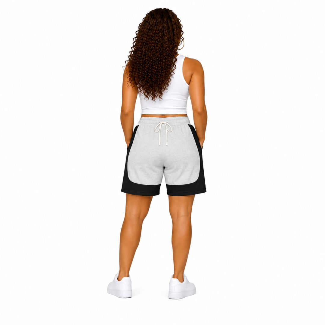 Grey & Black Colorblock Crafter Lounge Shorts with Drawstring Waist