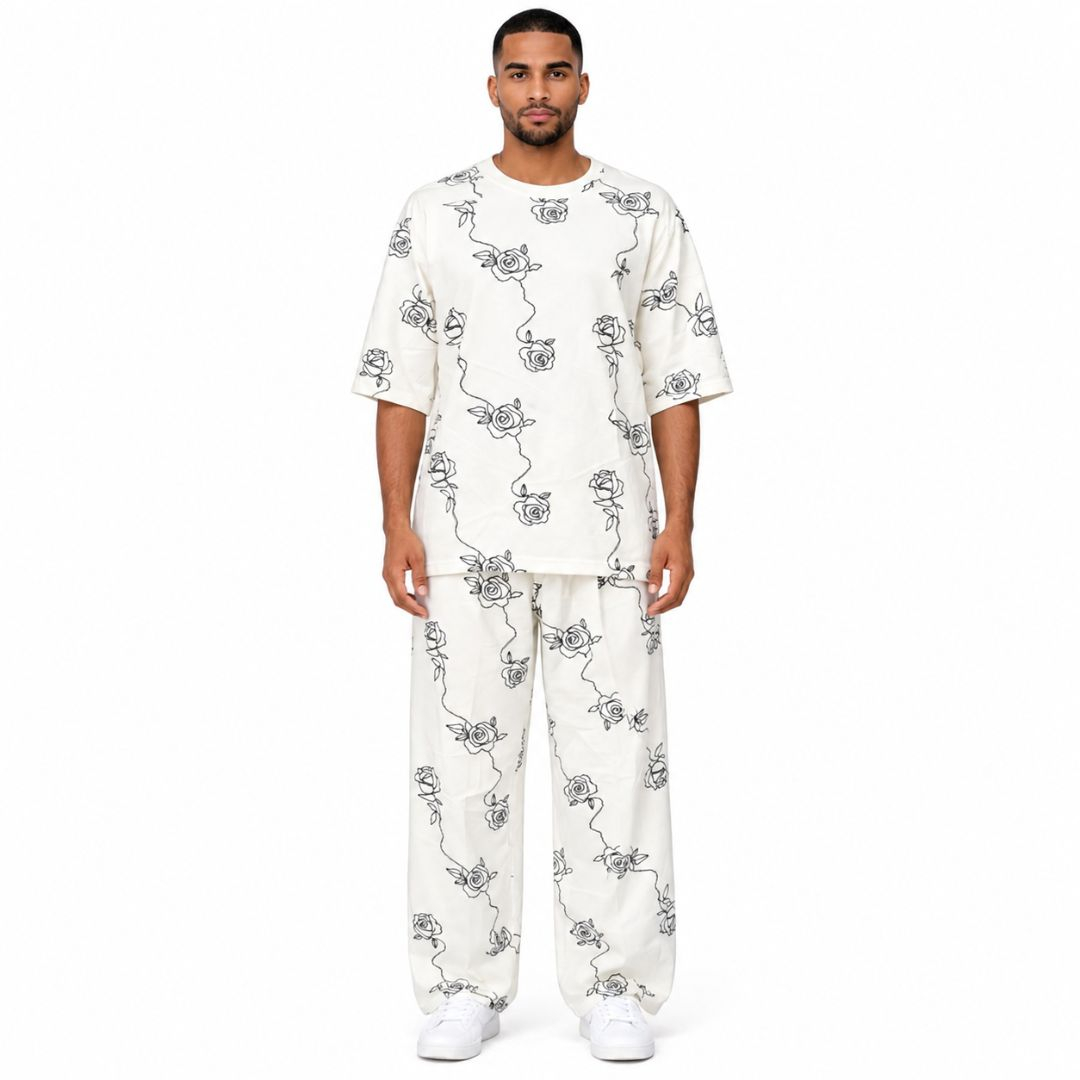 Floral Print Lounge Top & Pants Set