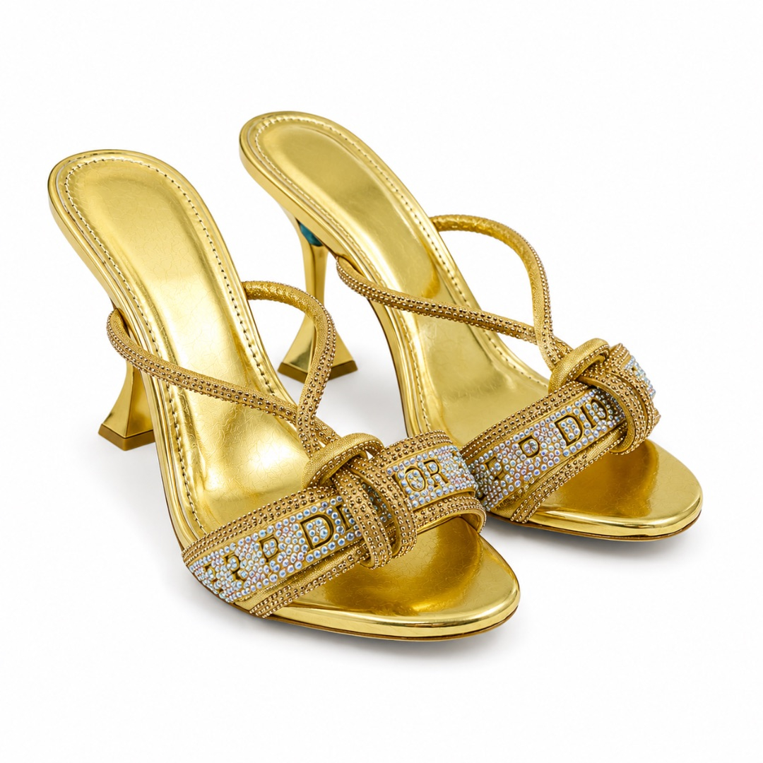 Gilded Crystal  Heeled Sandal