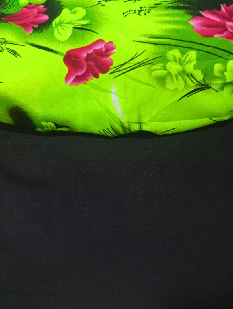 Bright Green Floral Print Satin Fabric