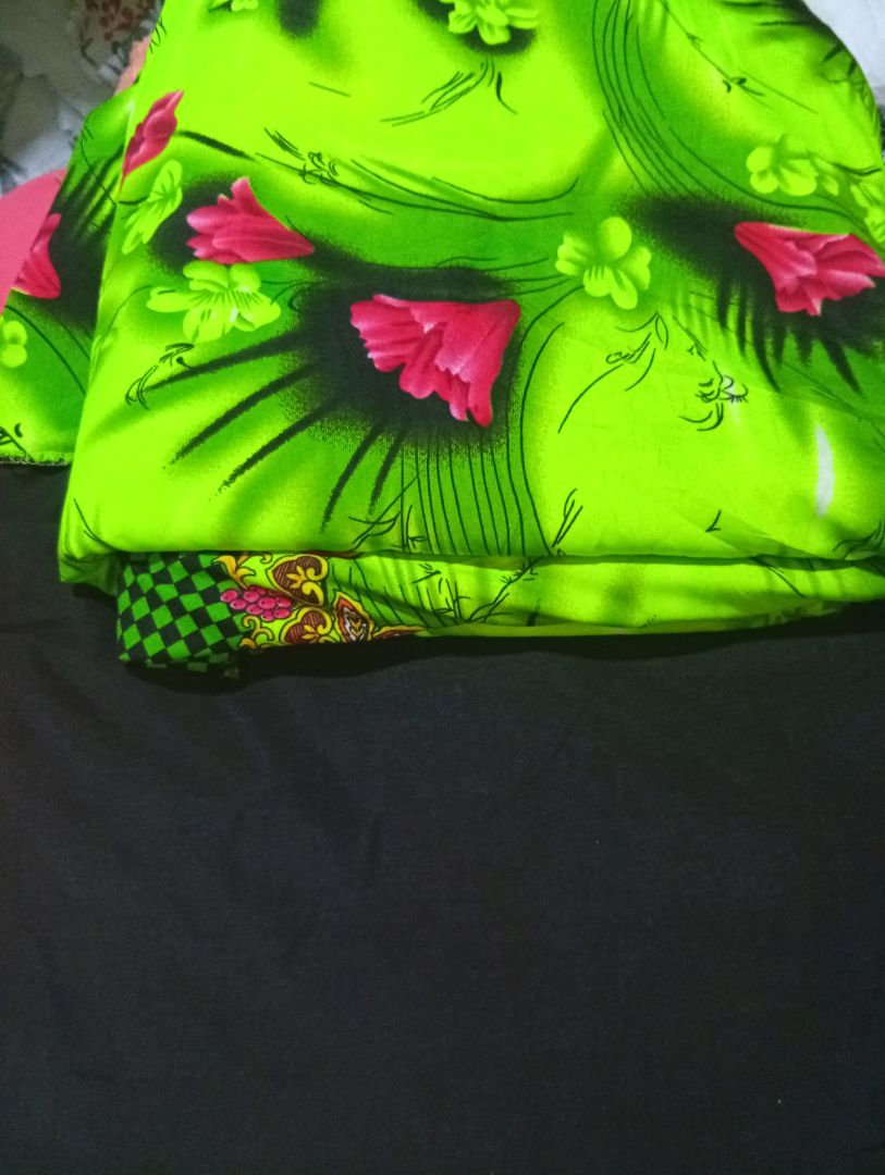 Bright Green Floral Print Satin Fabric