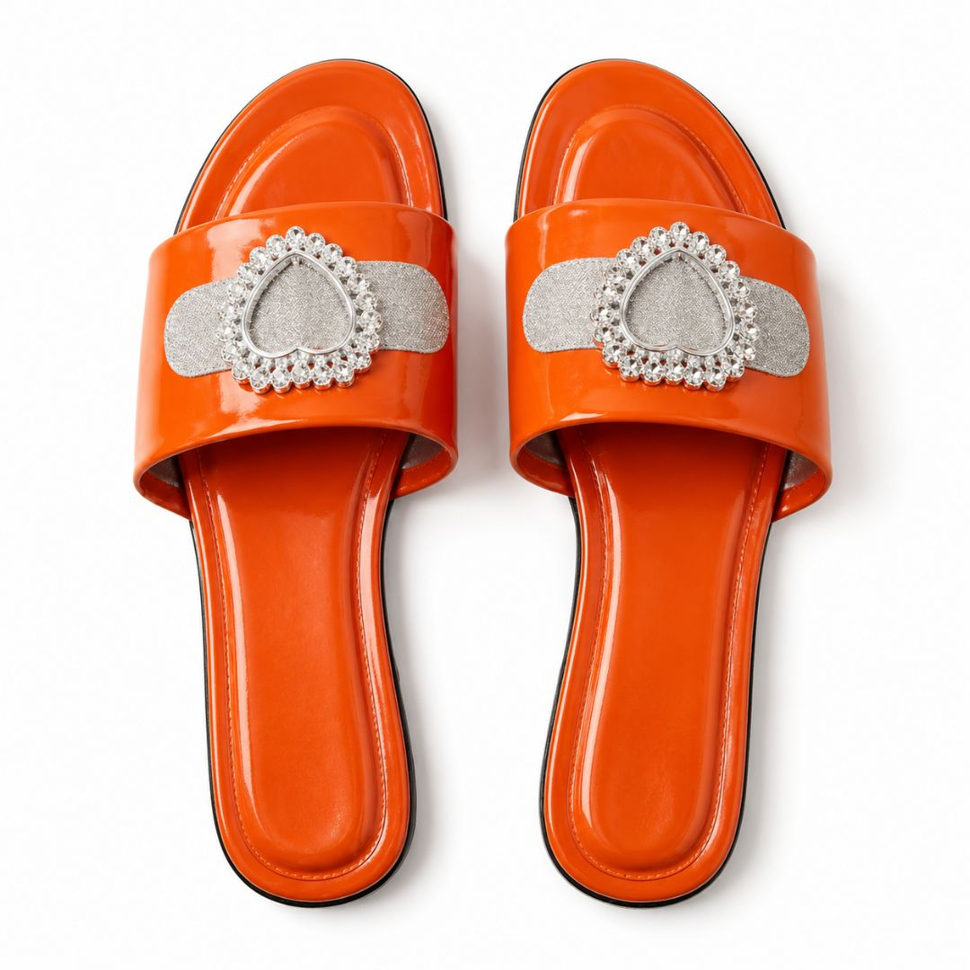 Womens Open Toe Flat Slide Sandals