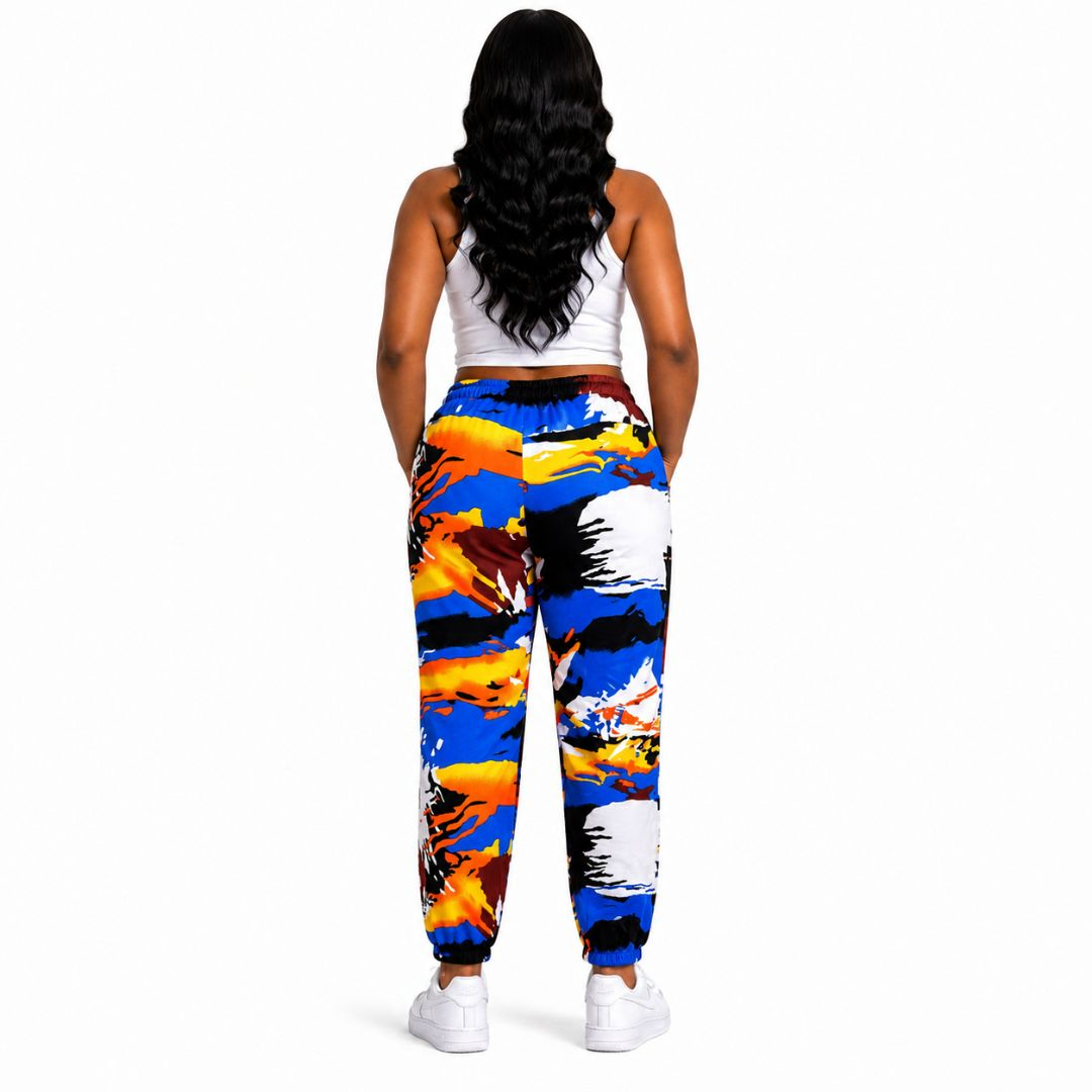 Artistic Splash Print Jogger Pants  with  Drawstring Waist