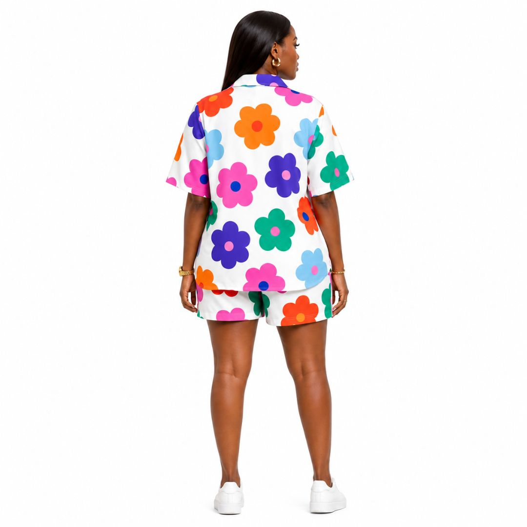 Floral Print Womens ButtonUp Blouse