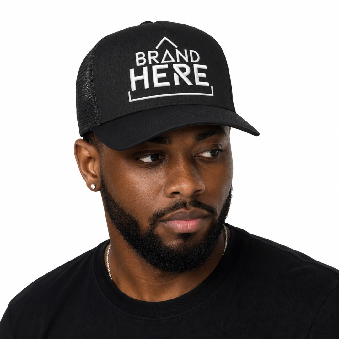 Premium Black Mesh Trucker Cap with Embroidered Logo