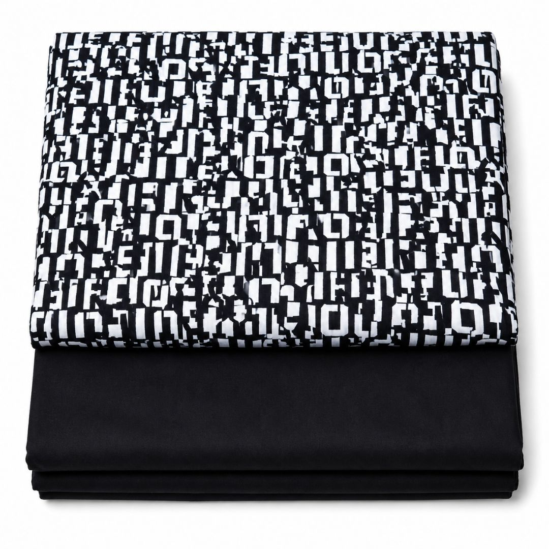 Black & White Geometric Pattern Fabric Combo