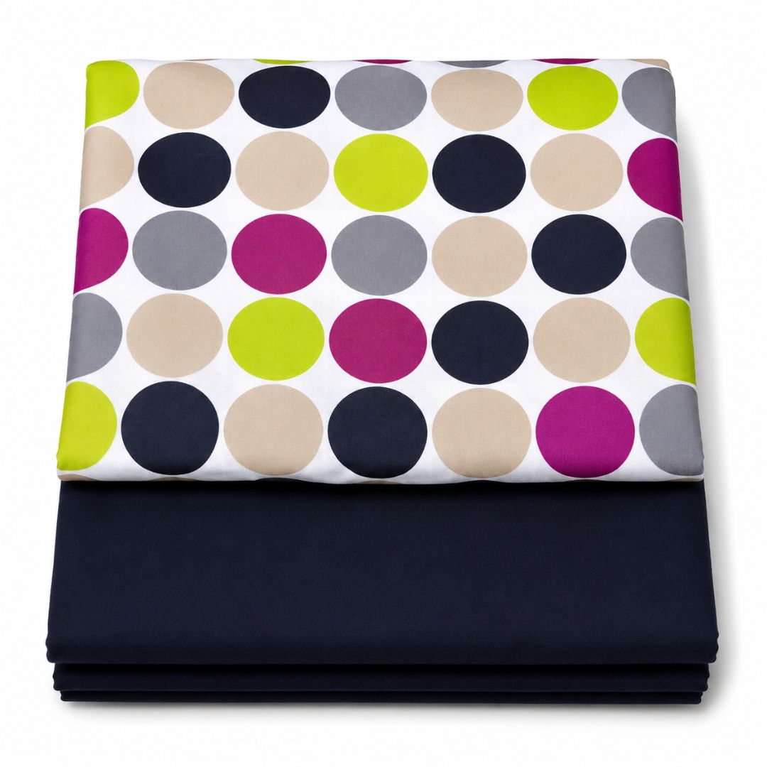 Premium Polka Dot & Navy Blue Fashion Fabric Combo