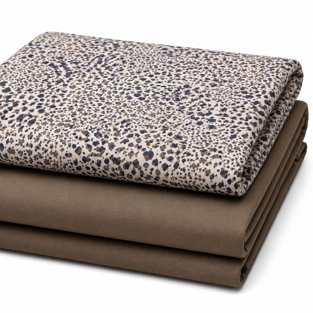 Premium Speckled Animal Print & Mocha Brown Fabric Combo