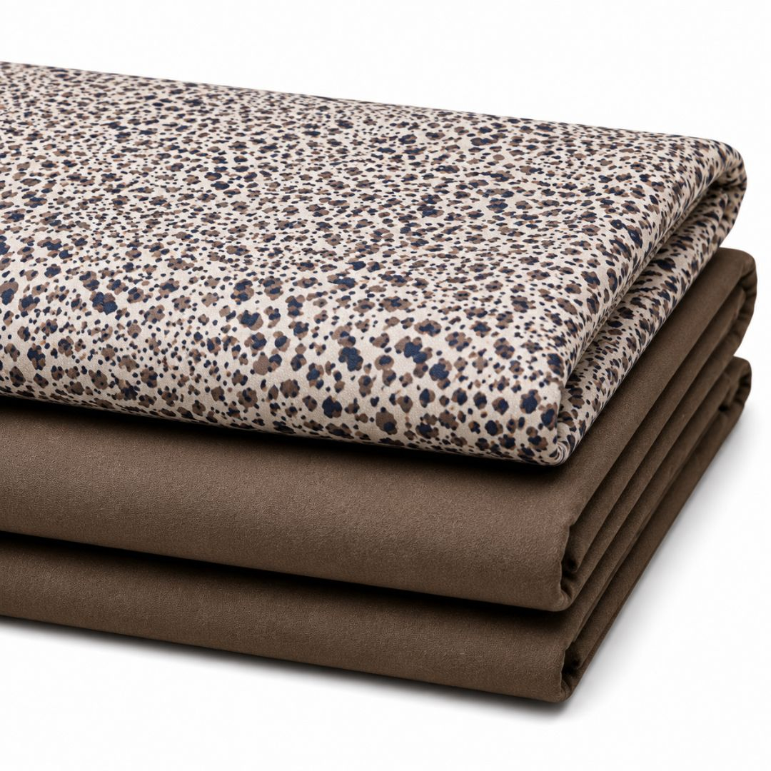 Premium Speckled Animal Print & Mocha Brown Fabric Combo