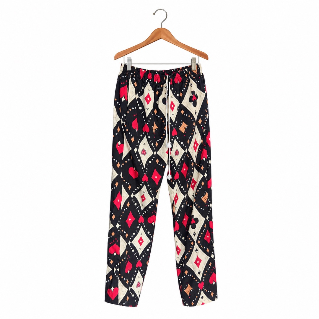 Mens Black Playing Card Print  Two Piece Short Set
