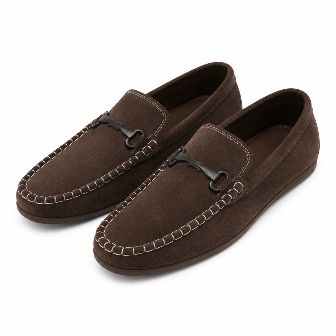 Mens Brown Suede Loafers