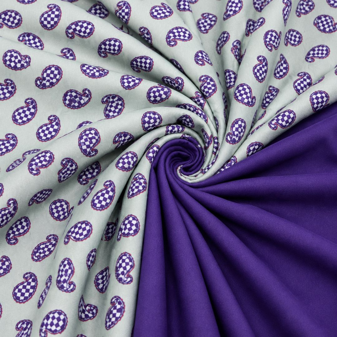 Purple Paisley Print Fabric Set