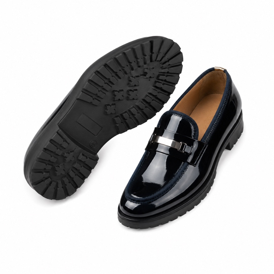 Mens Glossy Patent Slip On Loafers