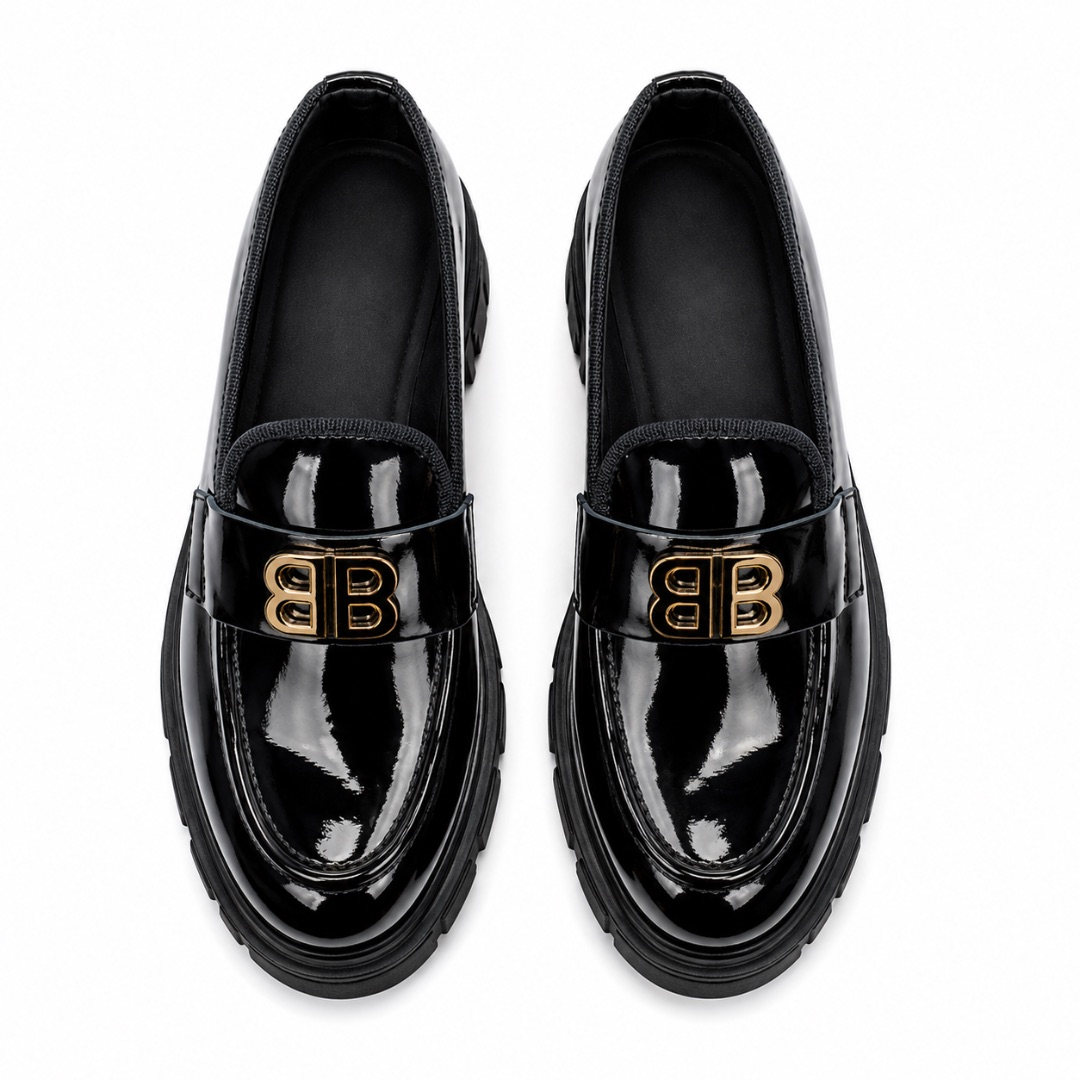 Mens Black Patent Leather Slip On Loafers