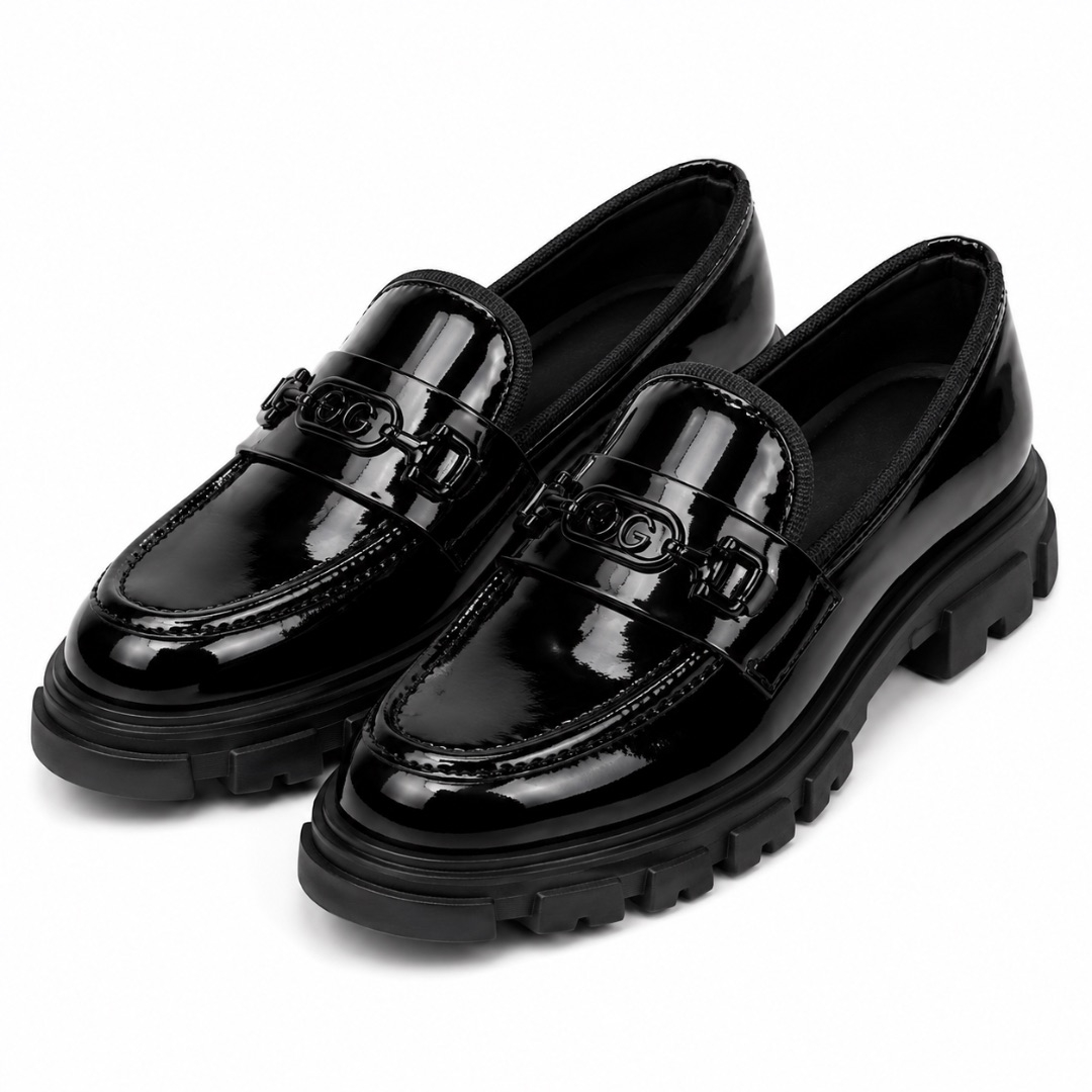 Mens Black Patent Leather Monk Strap Shoes