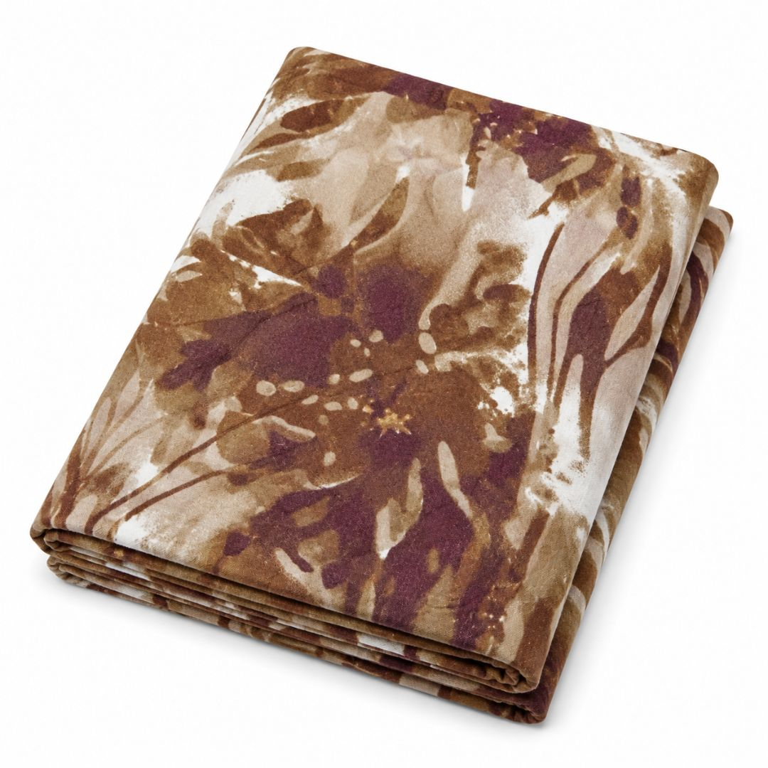 Abstract Floral Watercolor Print Fabric Brown, Beige & Plum Premium Dress Material