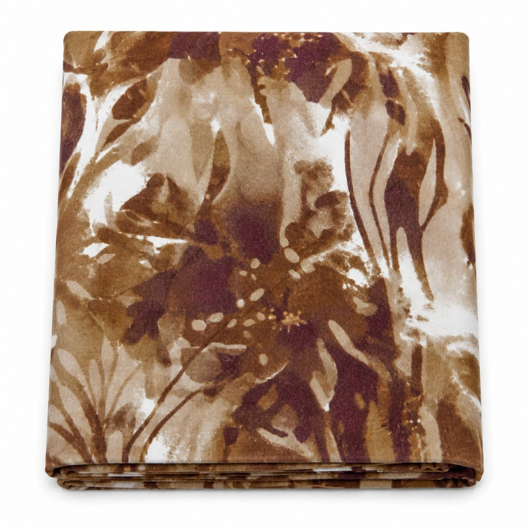 Abstract Floral Watercolor Print Fabric Brown, Beige & Plum Premium Dress Material
