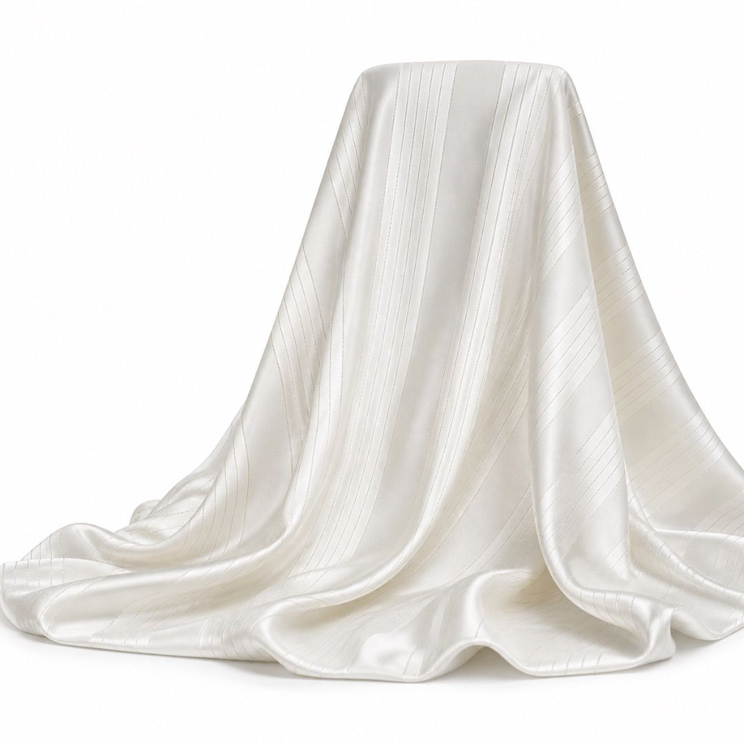 White Subtle Pinstripe Striped Cotton Fabric Material