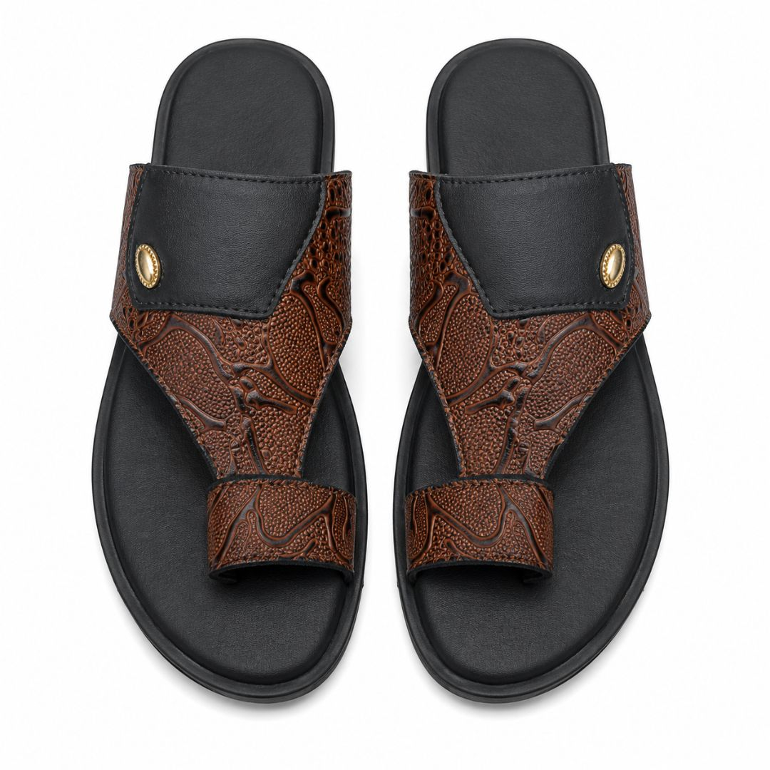 Mens Textured Dual Strap Comfort Slide Sandals