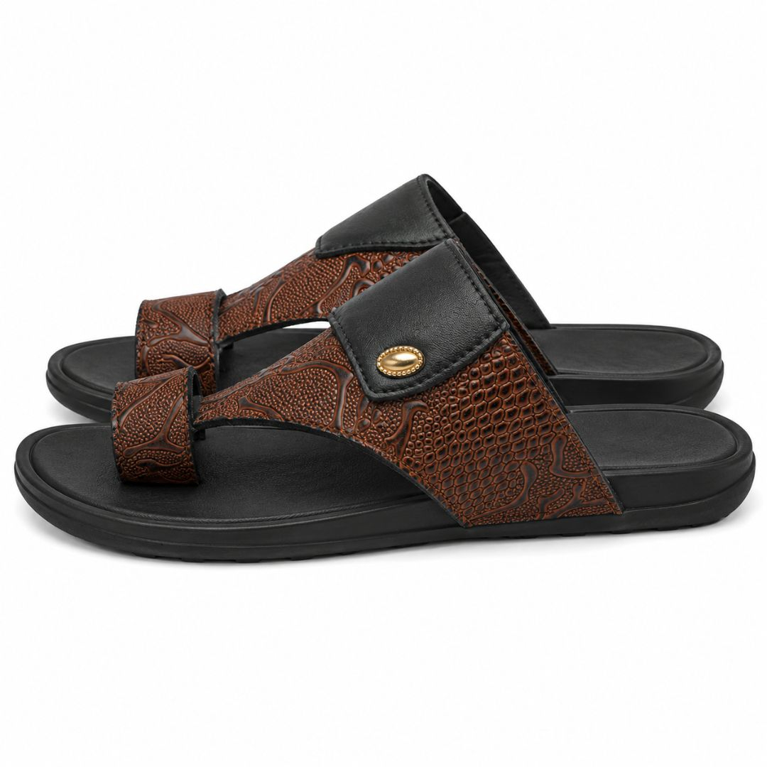 Mens Textured Dual Strap Comfort Slide Sandals