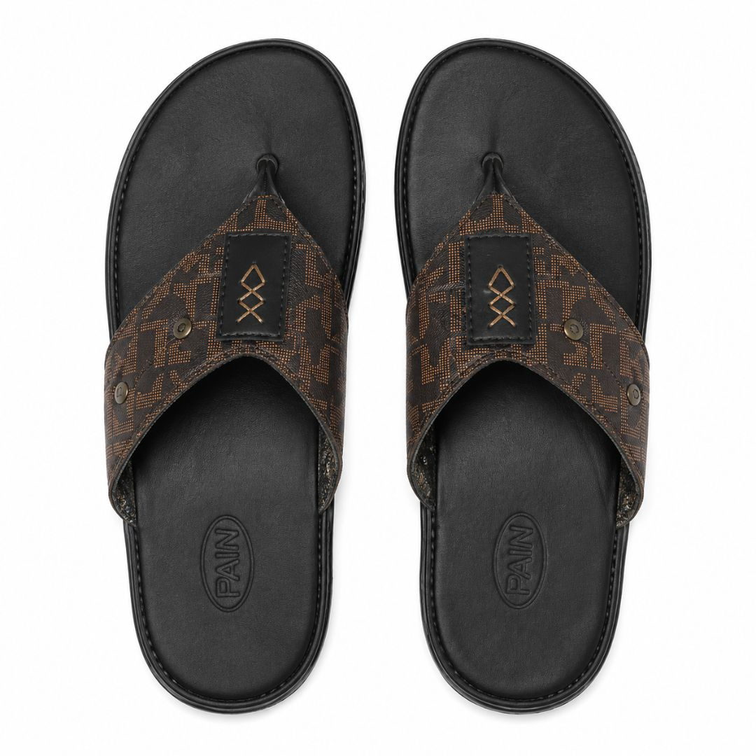 Mens Patterned Toe Post Comfort Slide Sandals