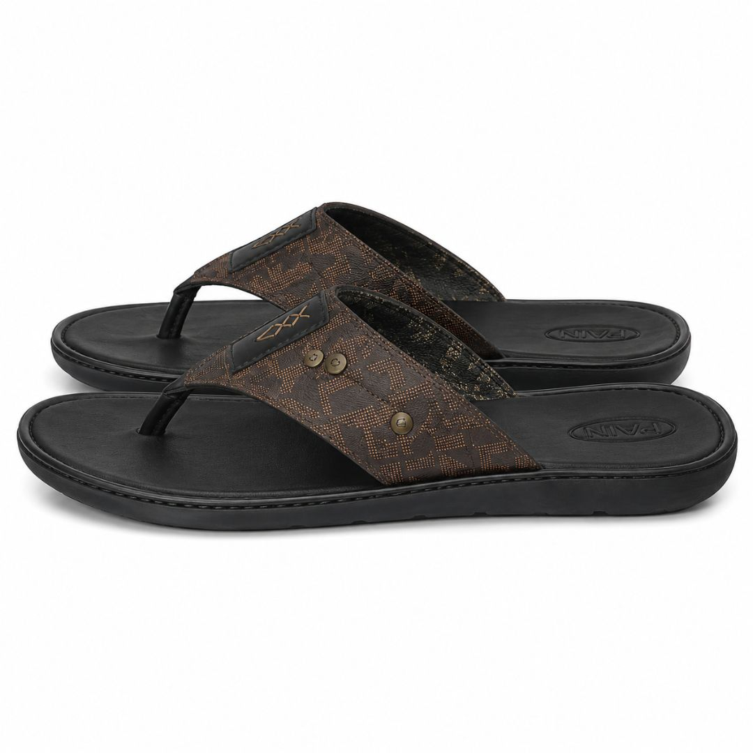 Mens Patterned Toe Post Comfort Slide Sandals