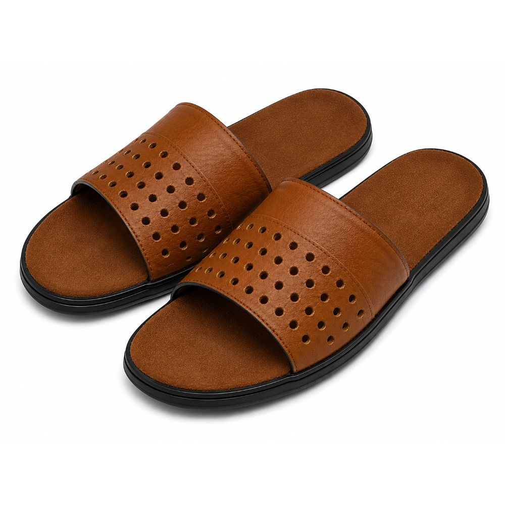Mens Perforated Comfort Slide Sandals