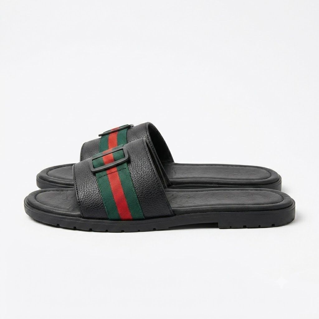 Mens Stripe Comfort Slide Sandals