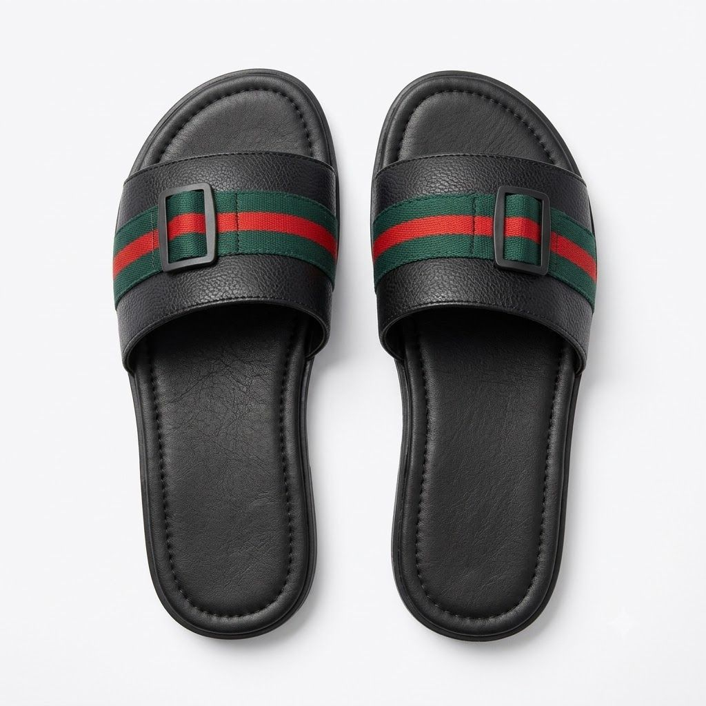 Mens Stripe Comfort Slide Sandals