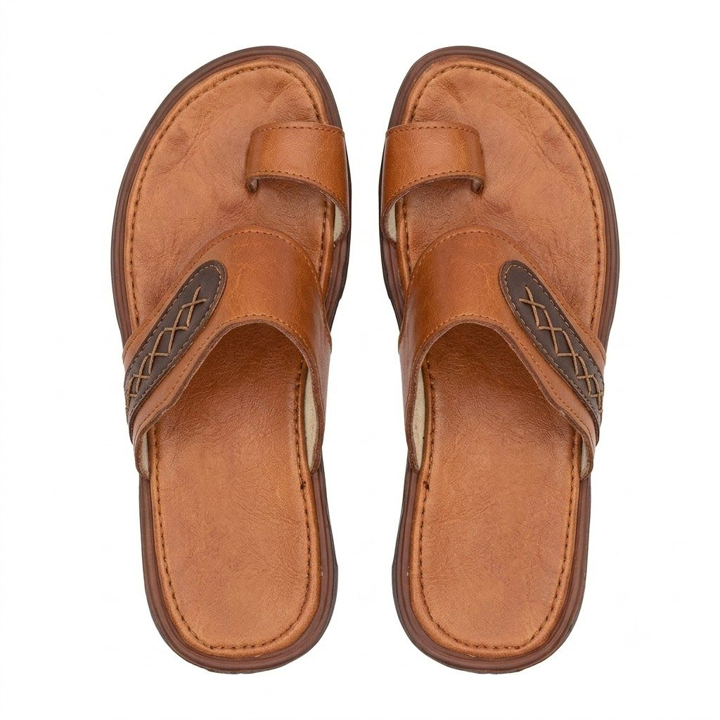 Mens Brown Toe Loop Comfort Sandals