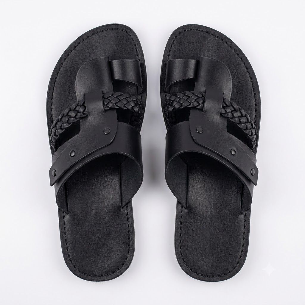 Mens Braided Toe Loop Comfort Sandals