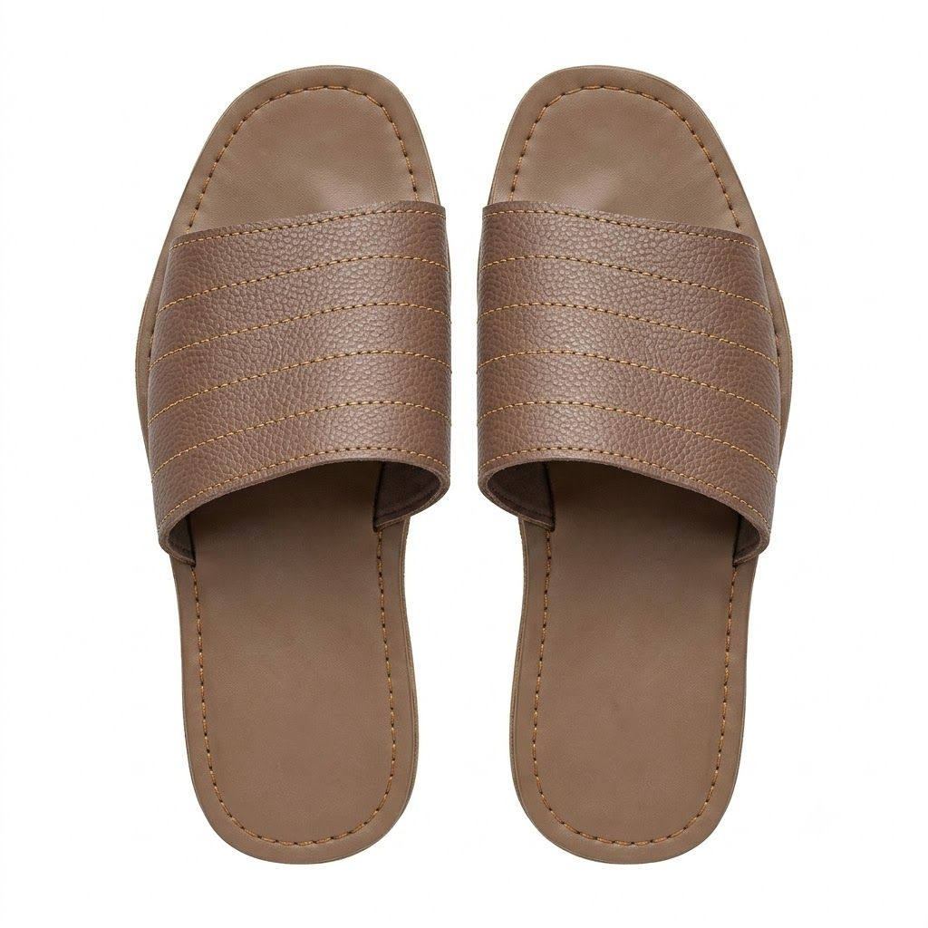 Brown Wide Strap Slides