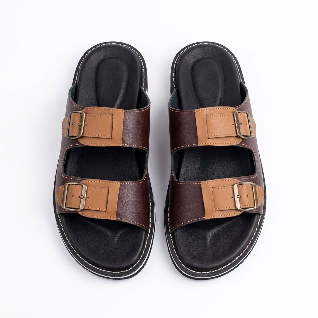 Brown slippers with  buckle