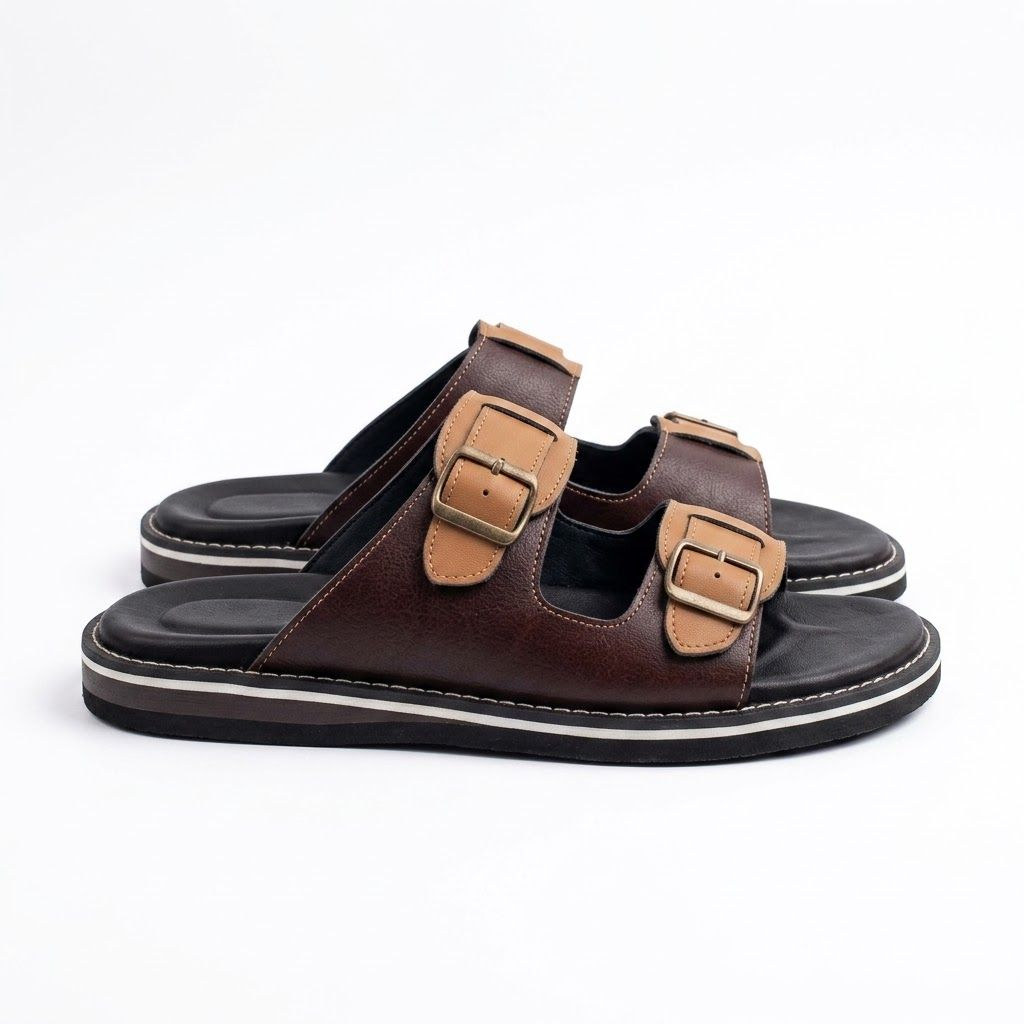 Brown slippers with  buckle