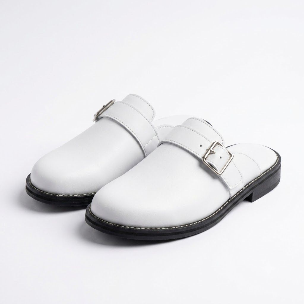 White men mule slippers