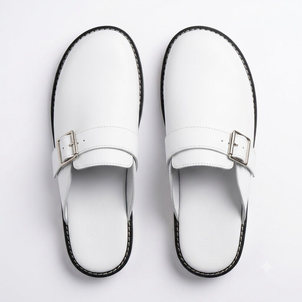 White men mule slippers