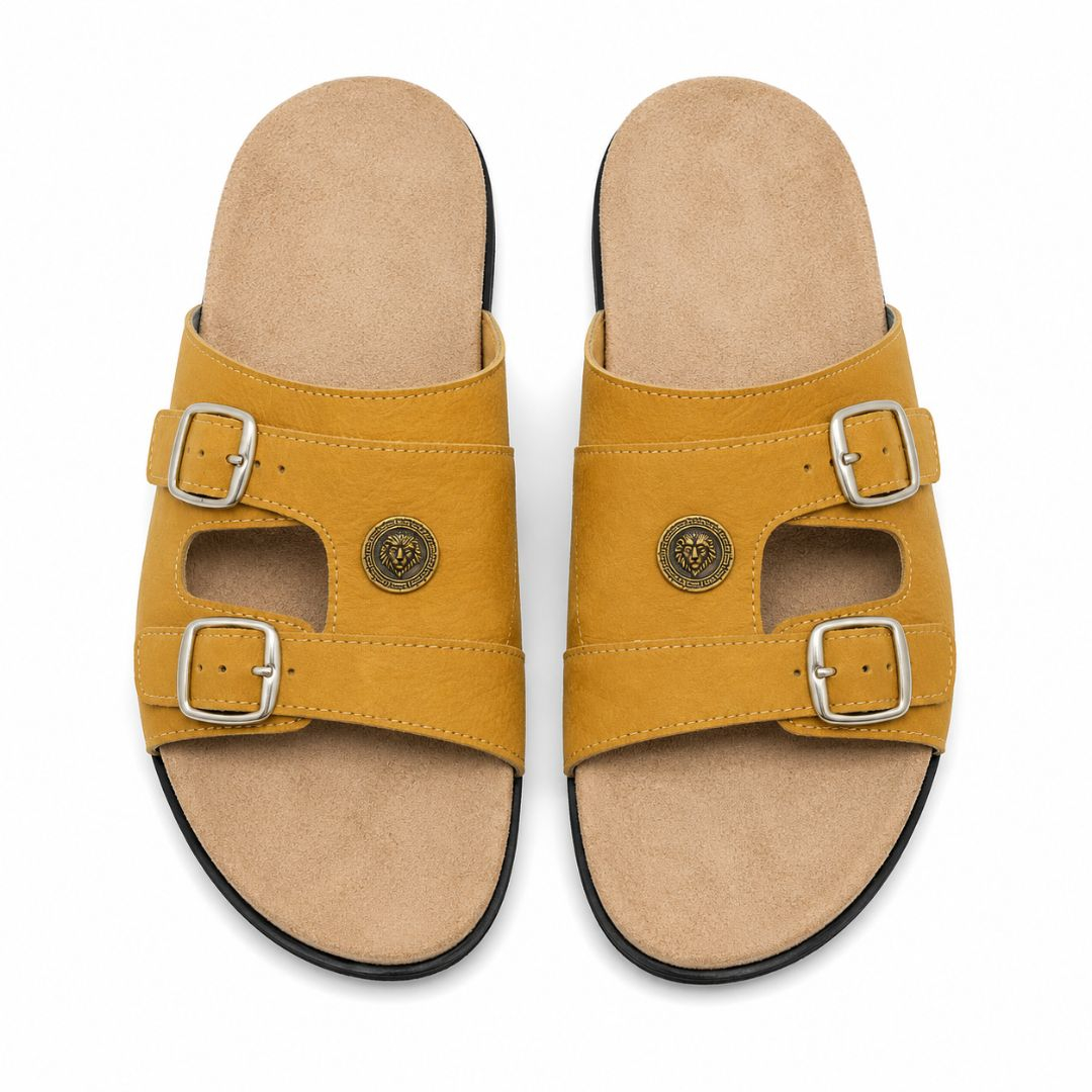 Golden Dune Twin Buckle Comfort Slides