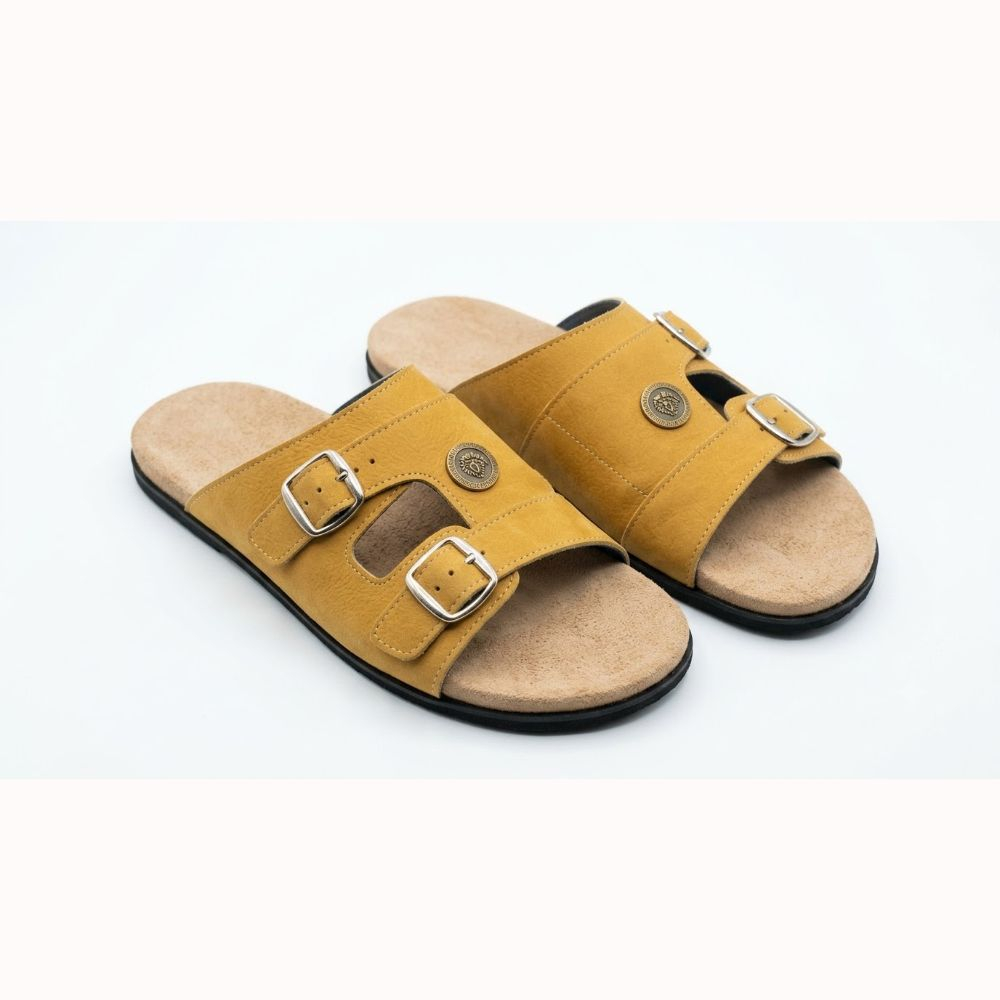 Golden Dune Twin Buckle Comfort Slides