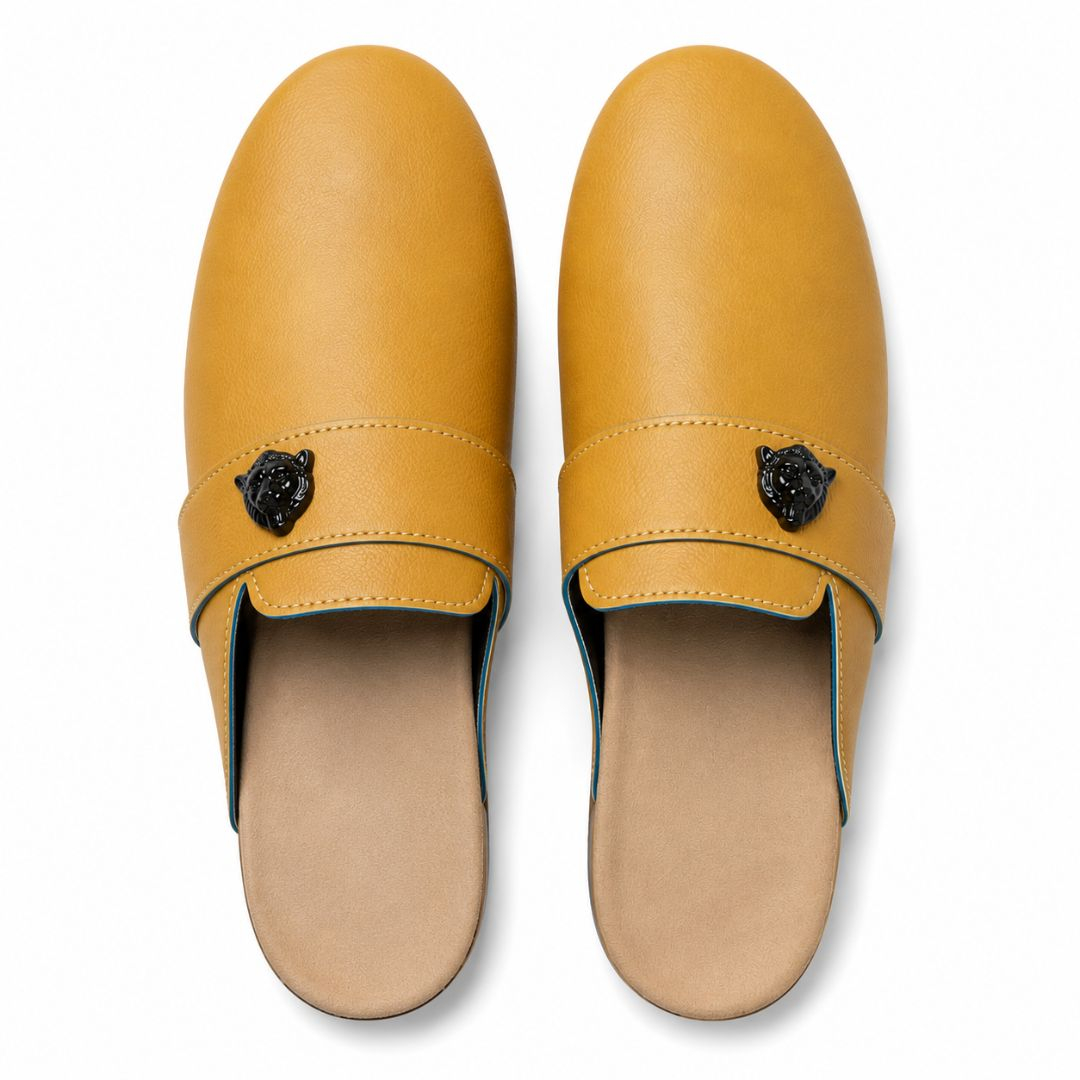 Aurelio Monarch Mule Slippers Mustard Yellow