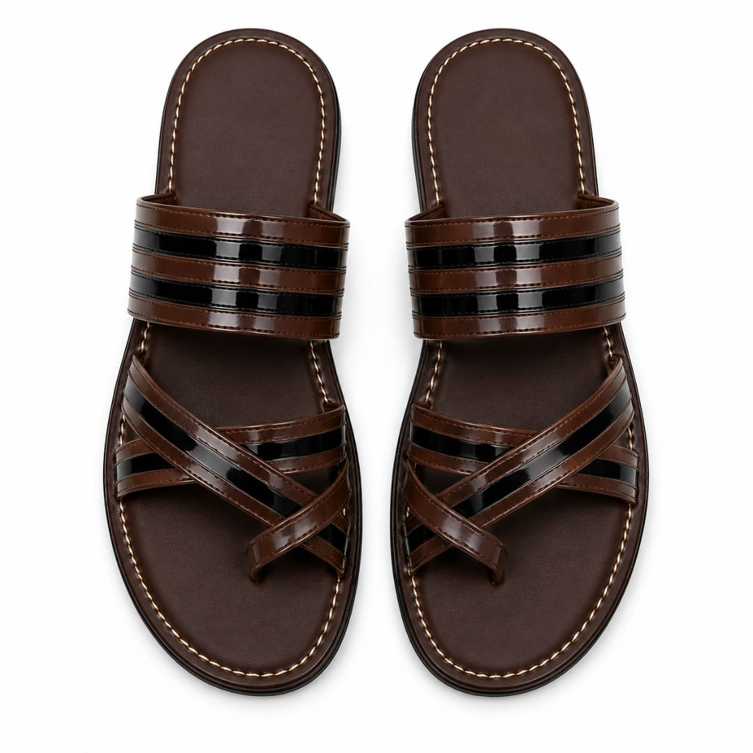 Espresso Cross Strap Comfort Sandals