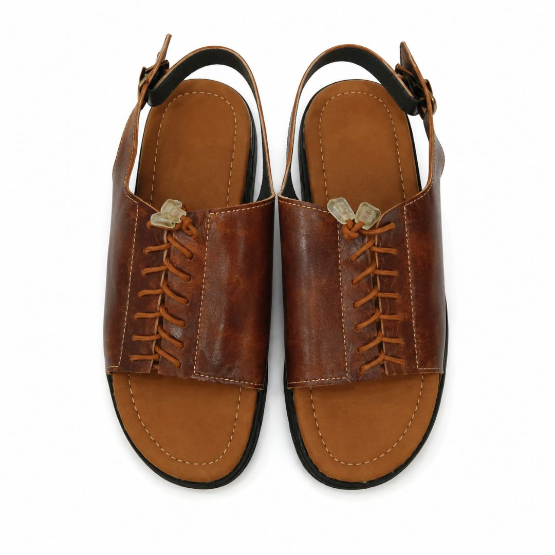 Mens Vintage Brown Leather Slingback Sandals