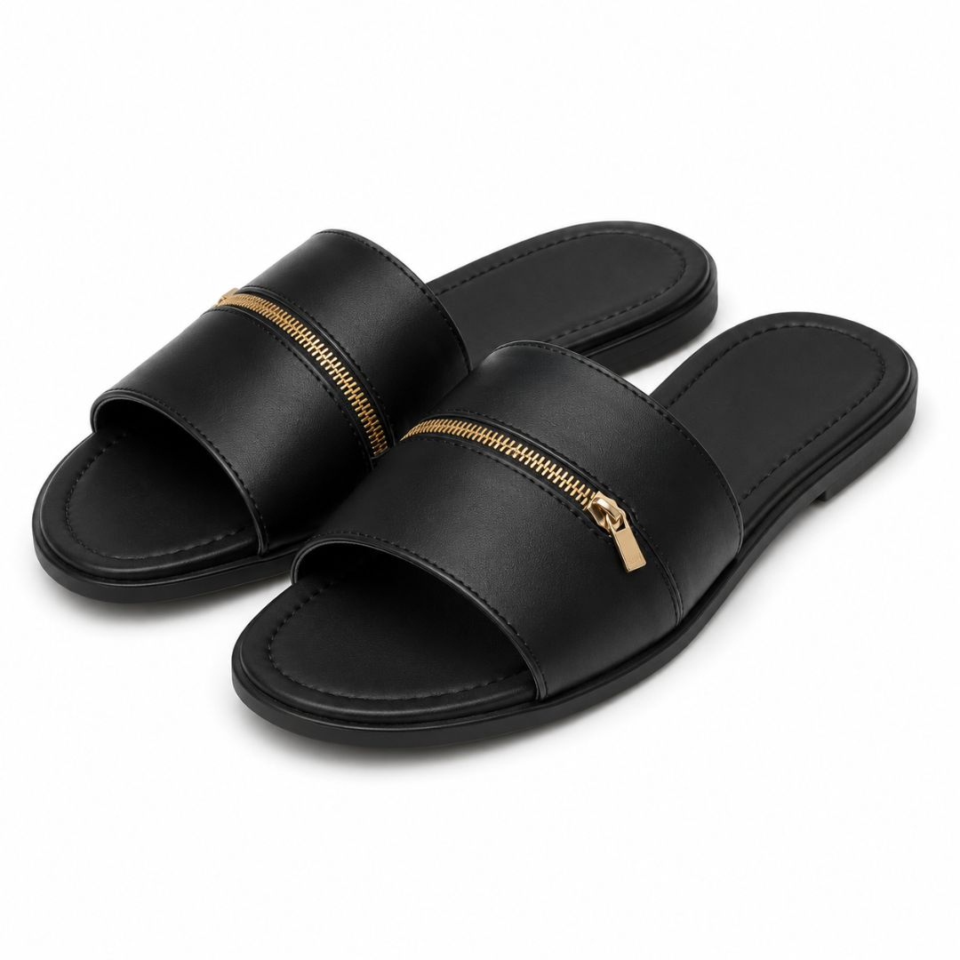Onyx Zip Luxe Slides