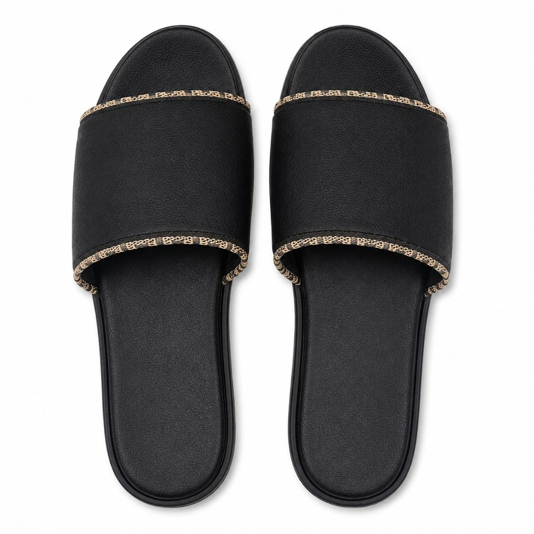Noir Crest Comfort Slide