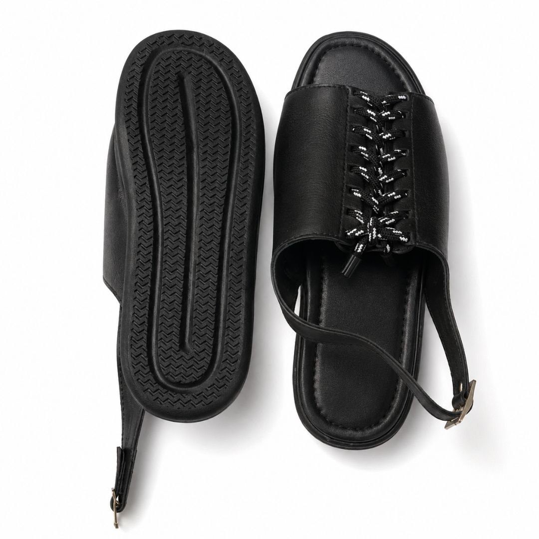 Noir Weave Sling Comfort Sandals