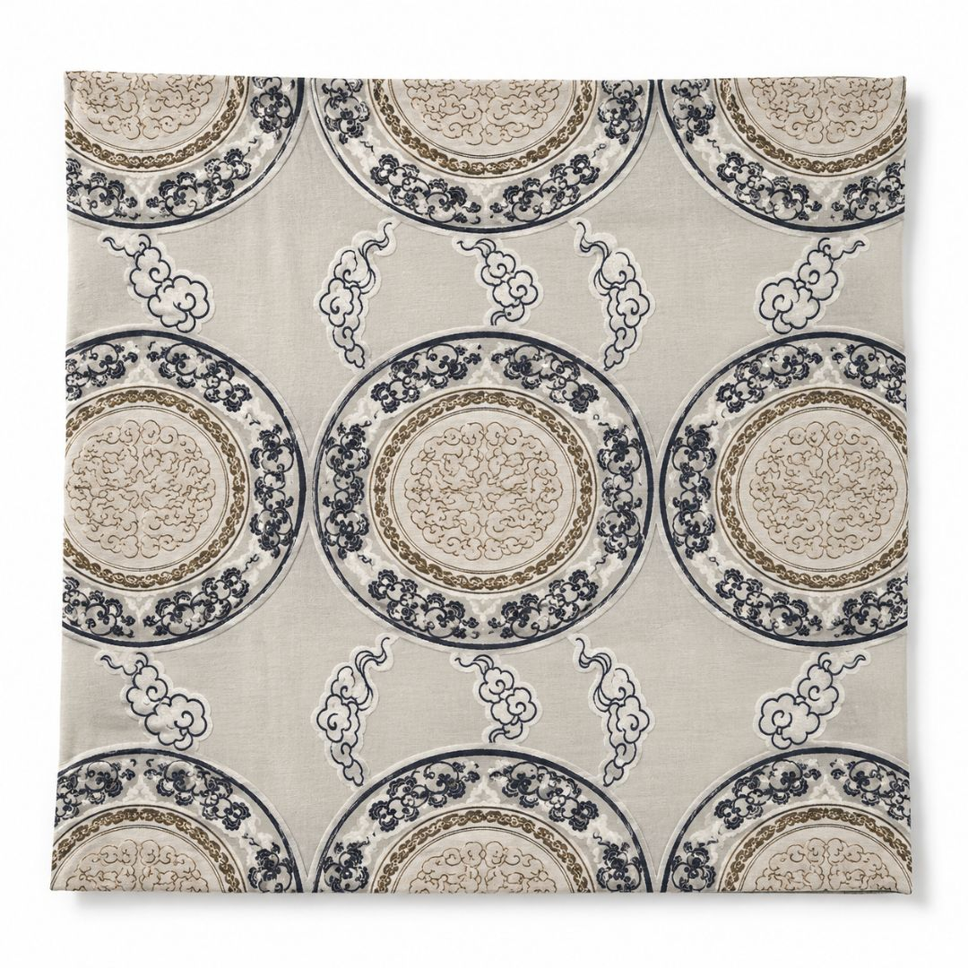 Luxury Medallion & Cloud Print Upholstery Fabric